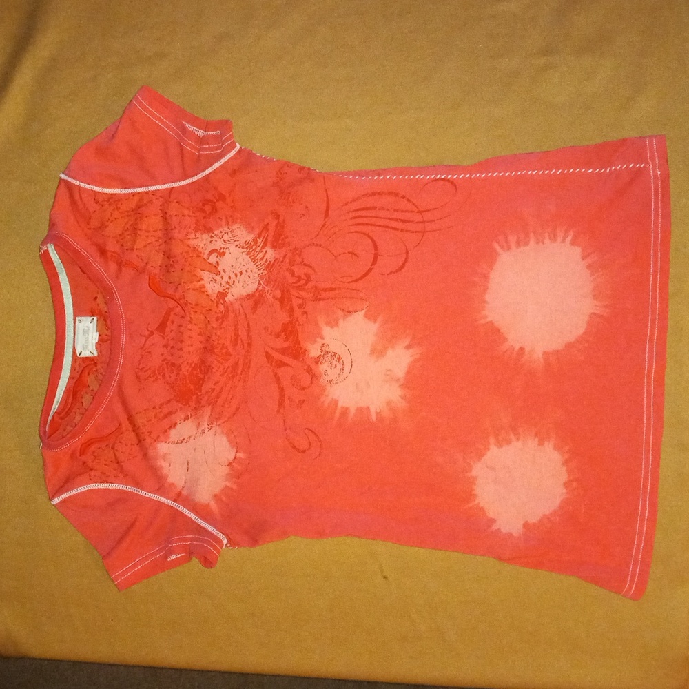 Miss Me coral t shirt with mesh cut out details size L euc